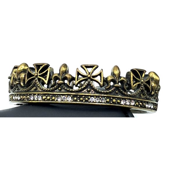 Rock & Republic Crown Bracelet with Clear Crystals Clamper Cuff Jewelry - Picture 1 of 6